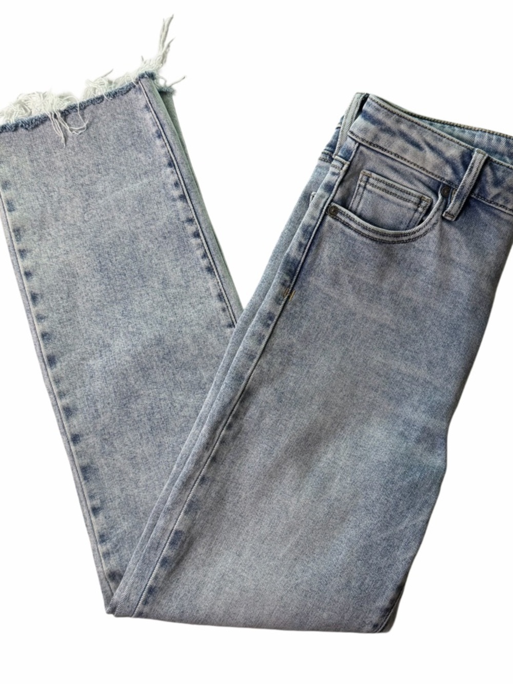 Womens Size 27 Light Wash High Rise Straight Leg Denim Stretch Jeans Trendy
